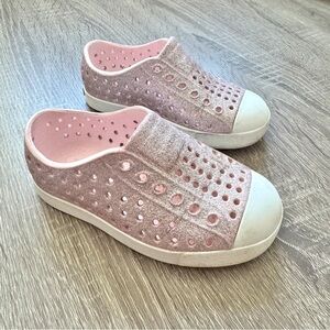 Native Jefferson Kids Shoes Toddler Girl Size 7 Pink Glitter